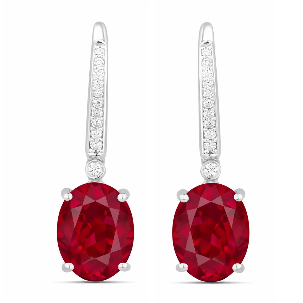 Statement Oval Diamond Accent Drop Earrings
