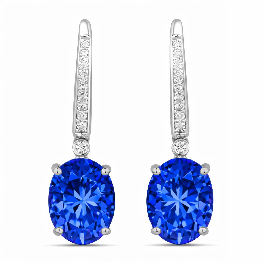 Statement Oval Diamond Accent Drop Earrings