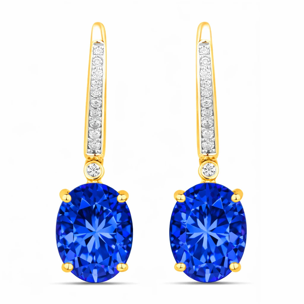 Statement Oval Diamond Accent Drop Earrings
