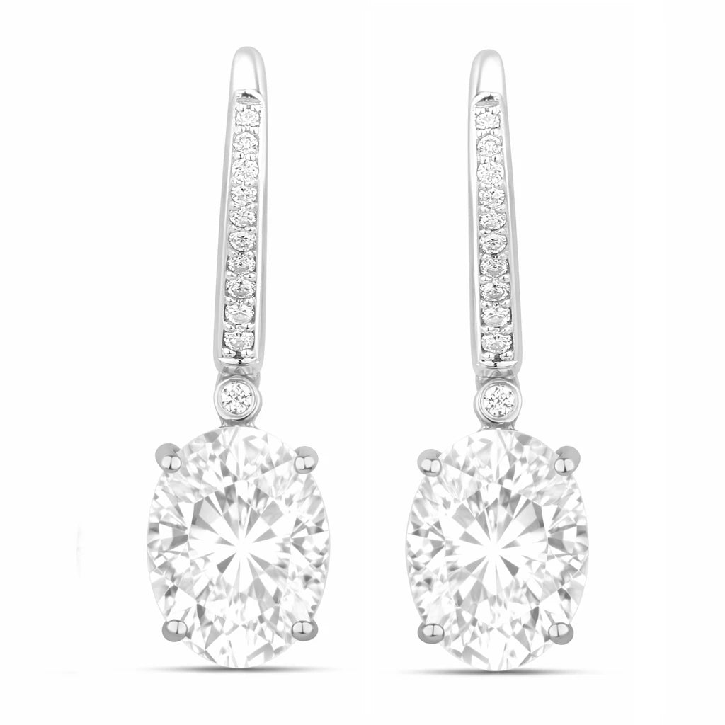 Statement Oval Diamond Accent Drop Earrings