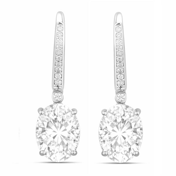 Statement Oval Diamond Accent Drop Earrings