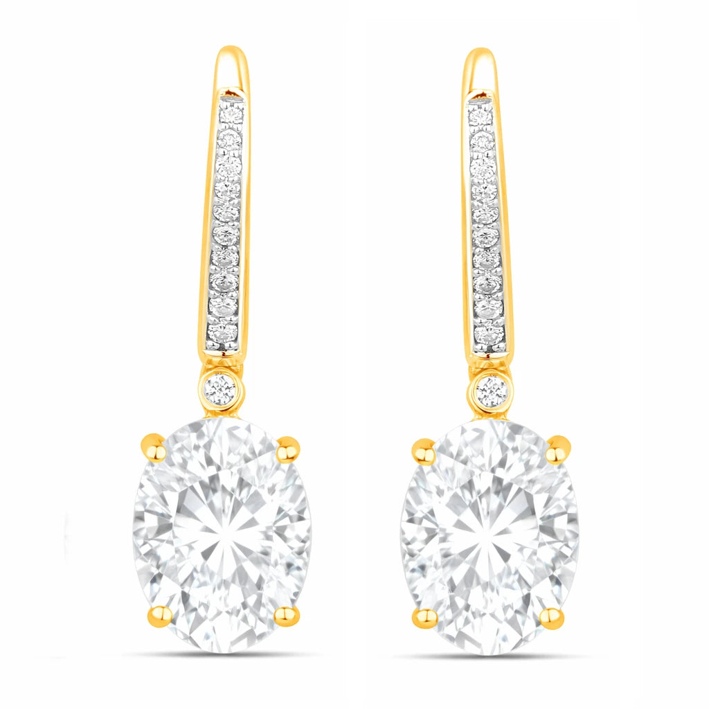 Statement Oval Diamond Accent Drop Earrings