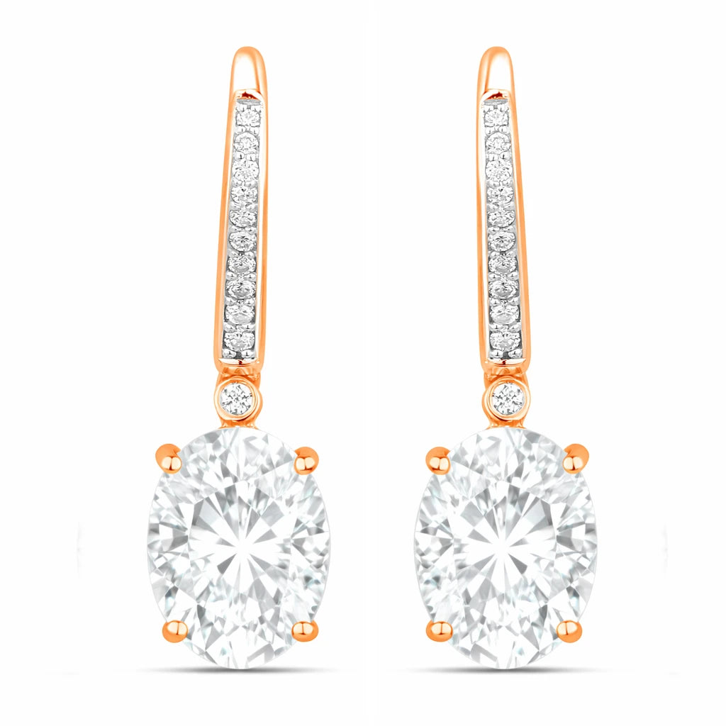 Statement Oval Diamond Accent Drop Earrings