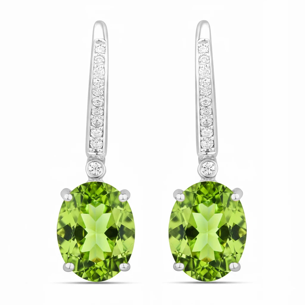 Statement Oval Diamond Accent Drop Earrings