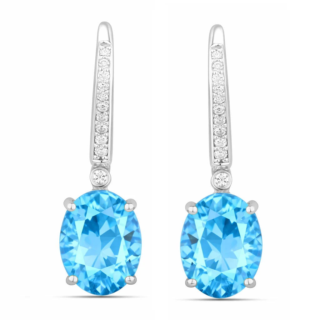 Statement Oval Diamond Accent Drop Earrings