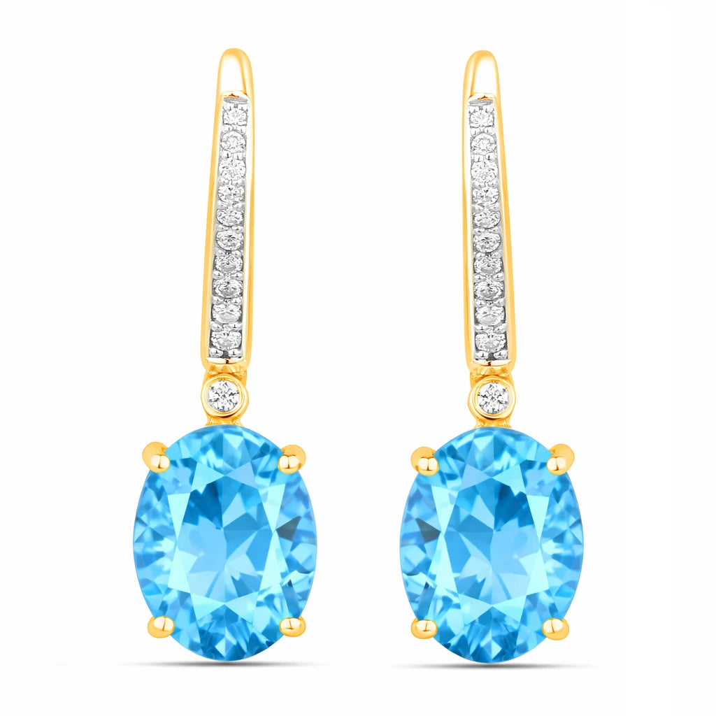 Statement Oval Diamond Accent Drop Earrings