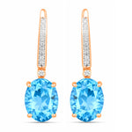 Statement Oval Diamond Accent Drop Earrings