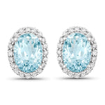 Minimal Oval Diamond Halo Stud Earrings