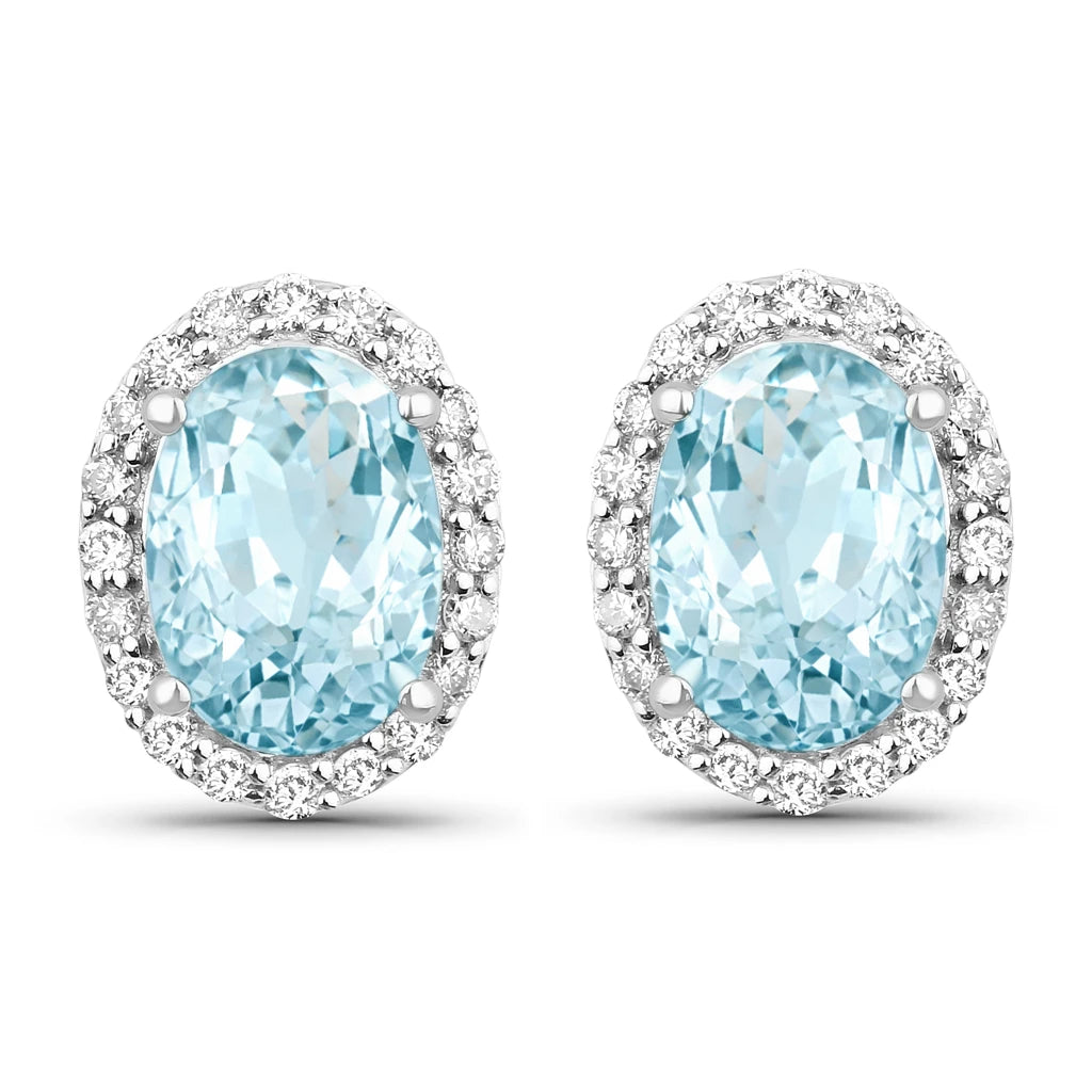 Minimal Oval Diamond Halo Stud Earrings