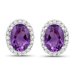 Minimal Oval Diamond Halo Stud Earrings