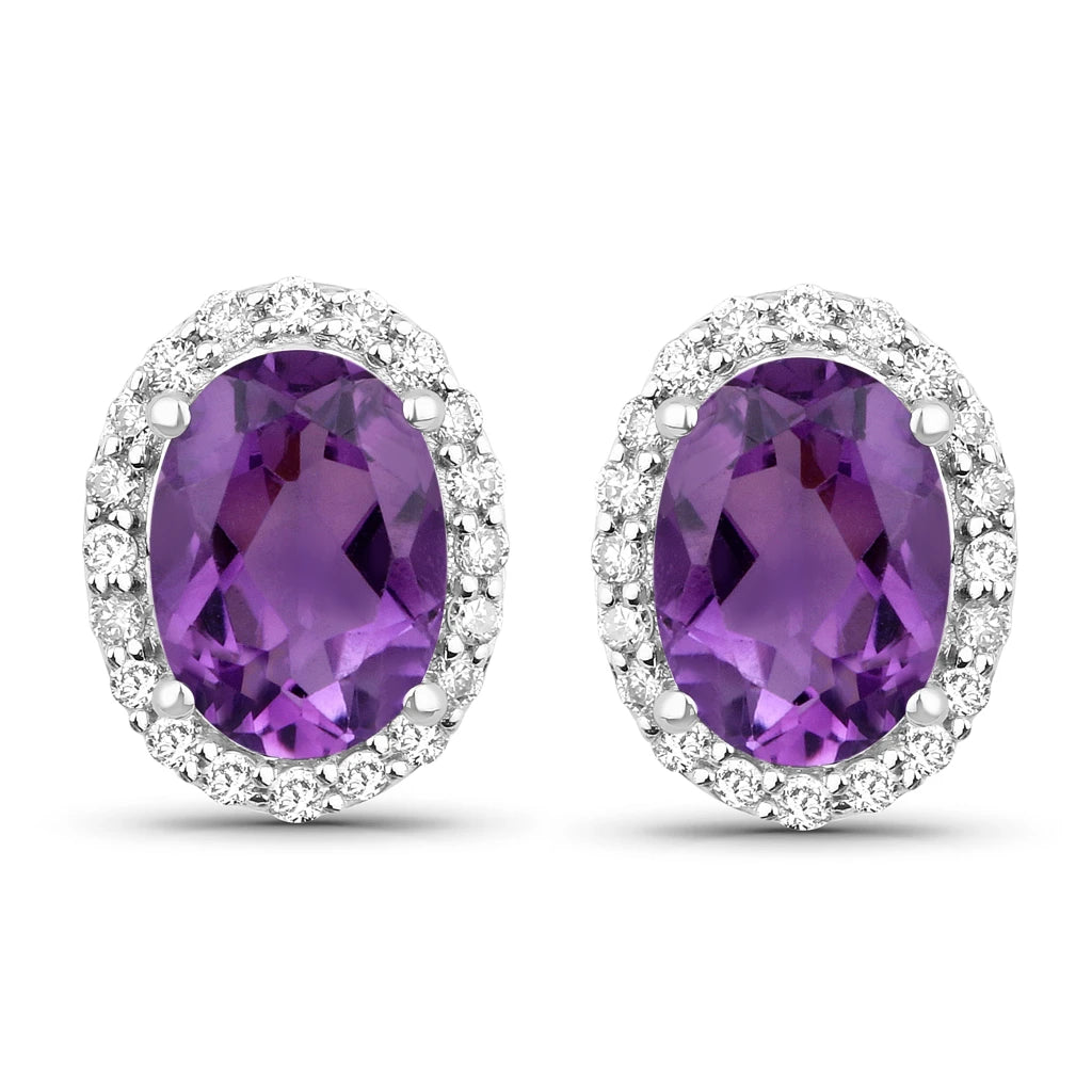 Minimal Oval Diamond Halo Stud Earrings