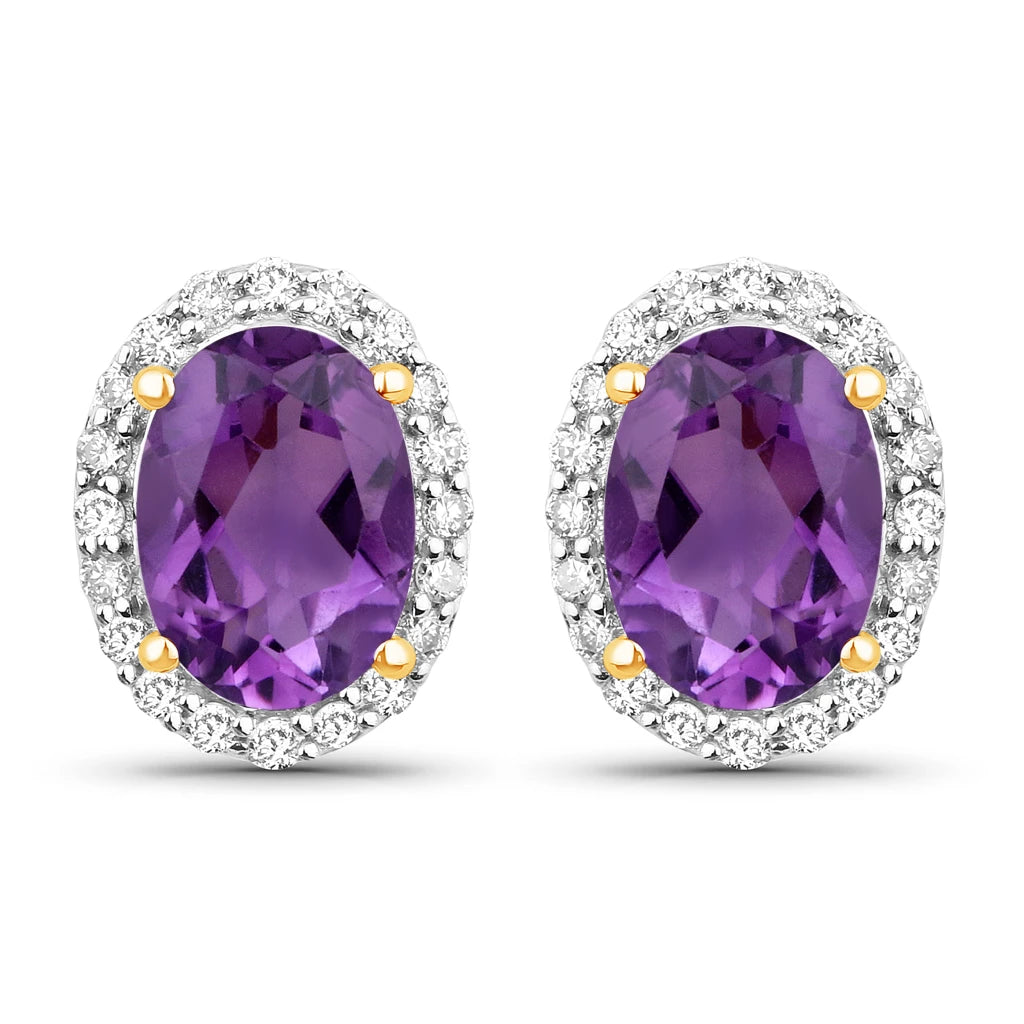 Minimal Oval Diamond Halo Stud Earrings