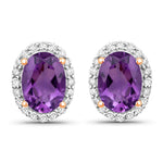 Minimal Oval Diamond Halo Stud Earrings