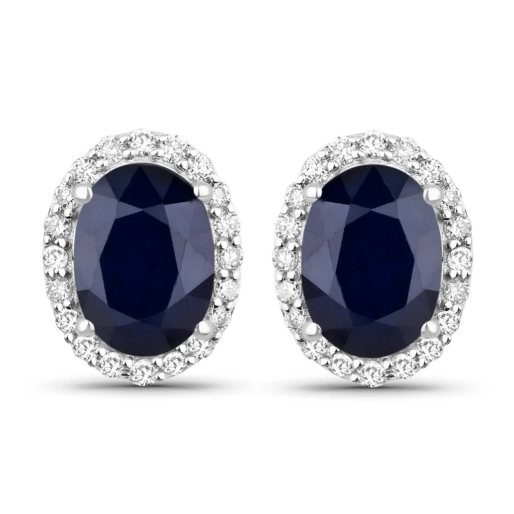 Minimal Oval Diamond Halo Stud Earrings