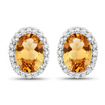 Minimal Oval Diamond Halo Stud Earrings