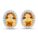 Minimal Oval Diamond Halo Stud Earrings