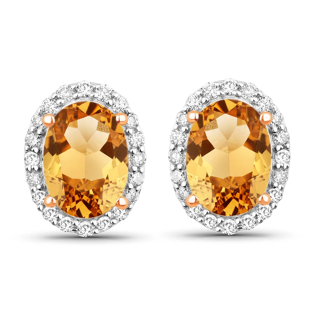Minimal Oval Diamond Halo Stud Earrings