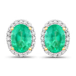 Minimal Oval Diamond Halo Stud Earrings
