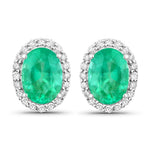 Minimal Oval Diamond Halo Stud Earrings
