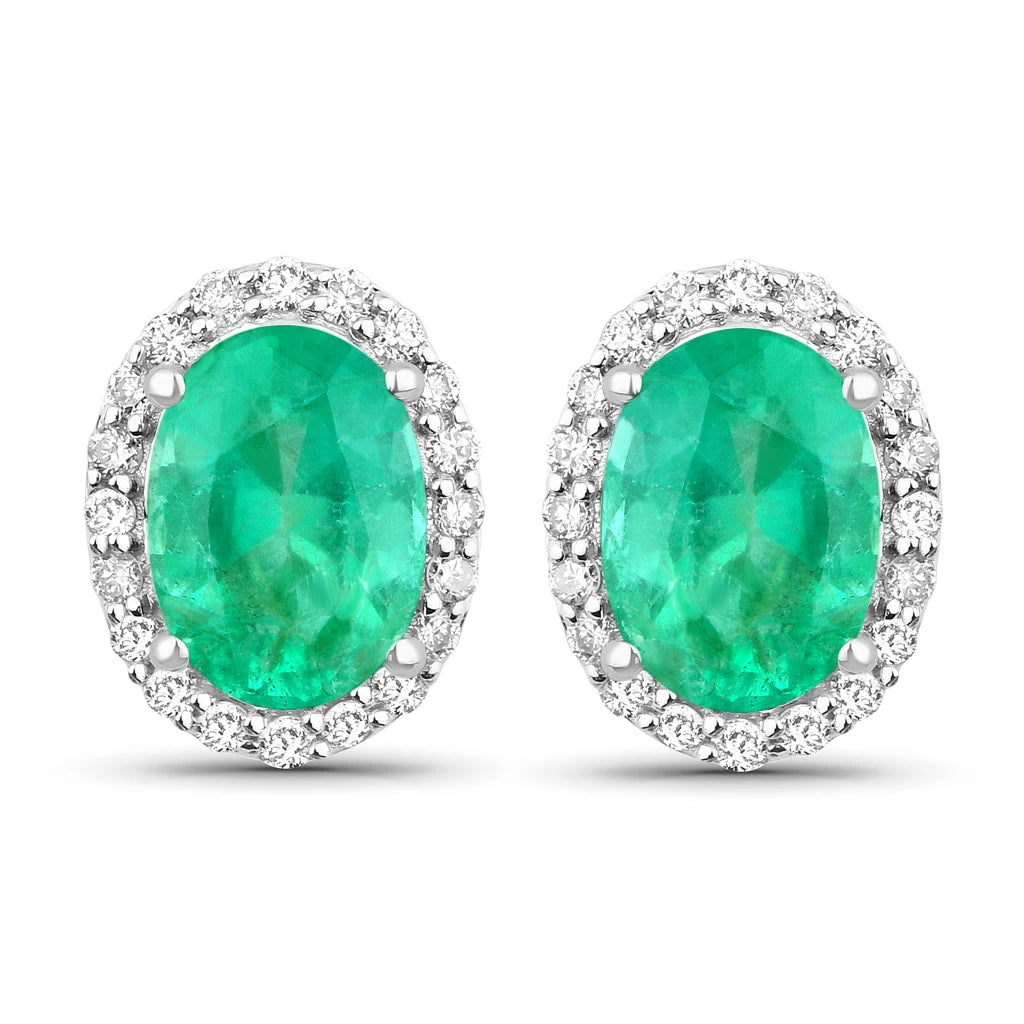 Minimal Oval Diamond Halo Stud Earrings