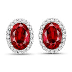 Minimal Oval Diamond Halo Stud Earrings