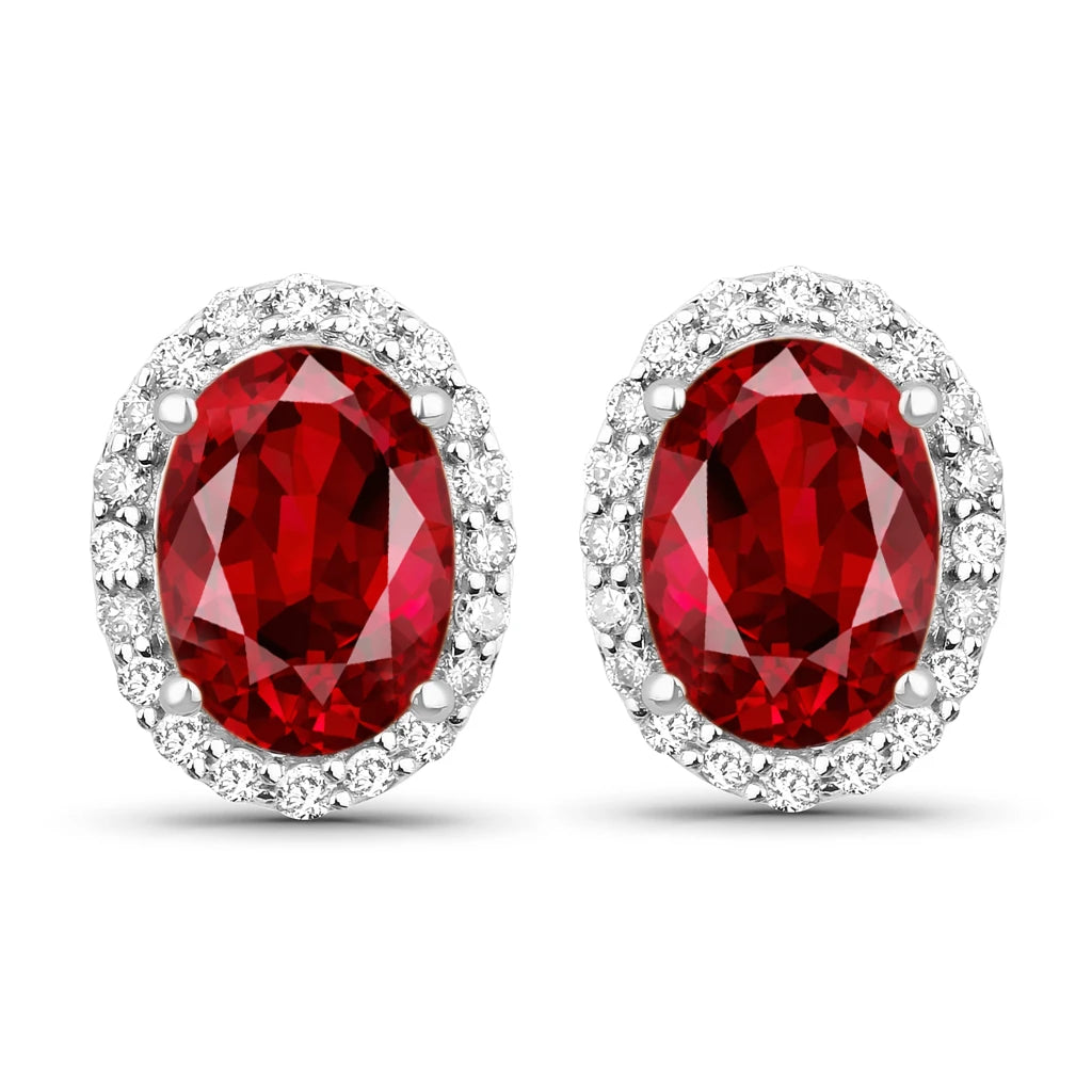 Minimal Oval Diamond Halo Stud Earrings