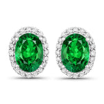 Minimal Oval Diamond Halo Stud Earrings