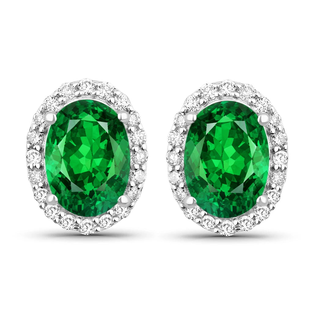 Minimal Oval Diamond Halo Stud Earrings