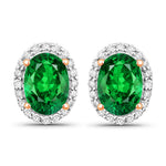 Minimal Oval Diamond Halo Stud Earrings
