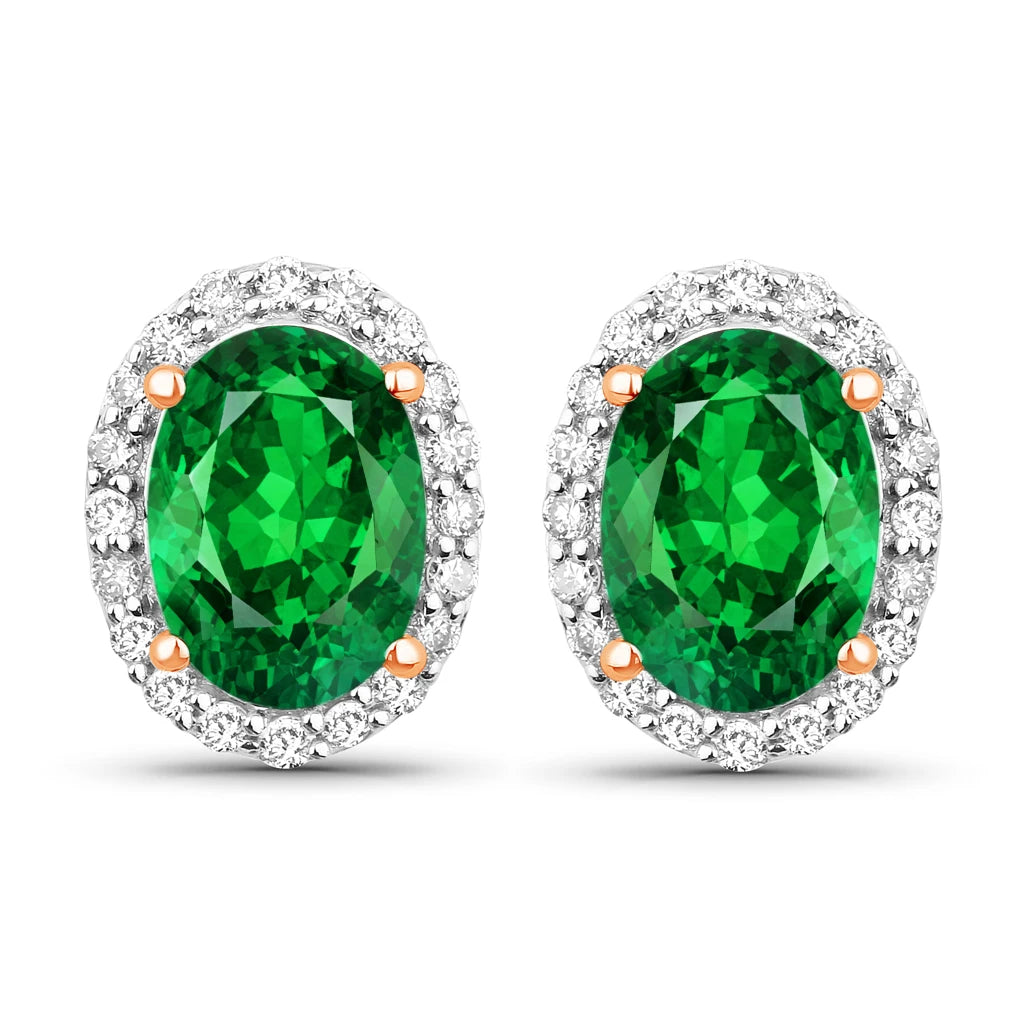Minimal Oval Diamond Halo Stud Earrings