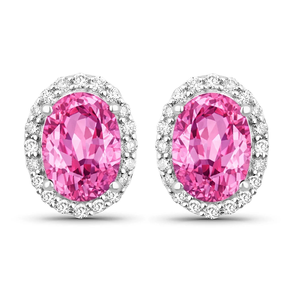 Minimal Oval Diamond Halo Stud Earrings