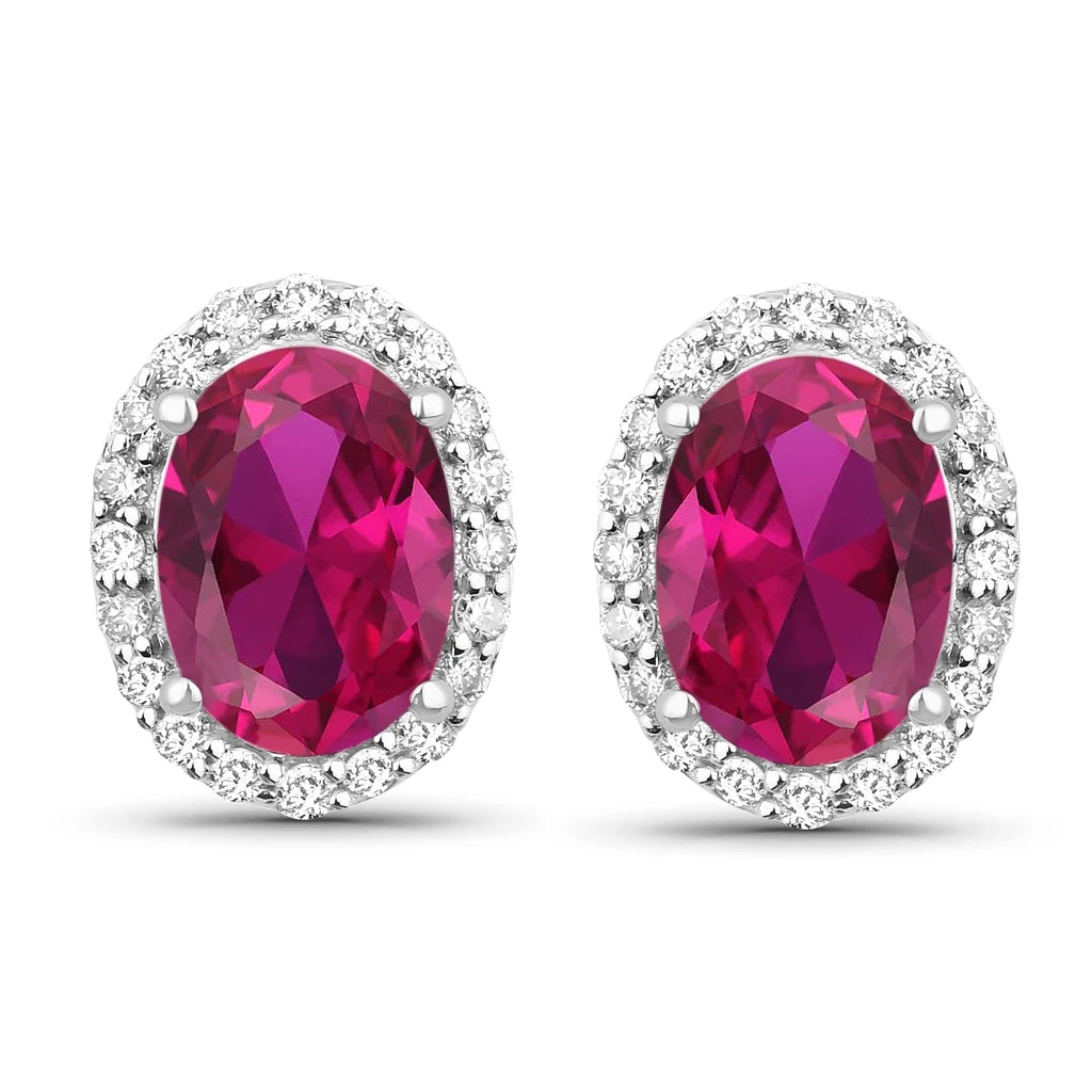 Minimal Oval Diamond Halo Stud Earrings