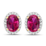 Minimal Oval Diamond Halo Stud Earrings