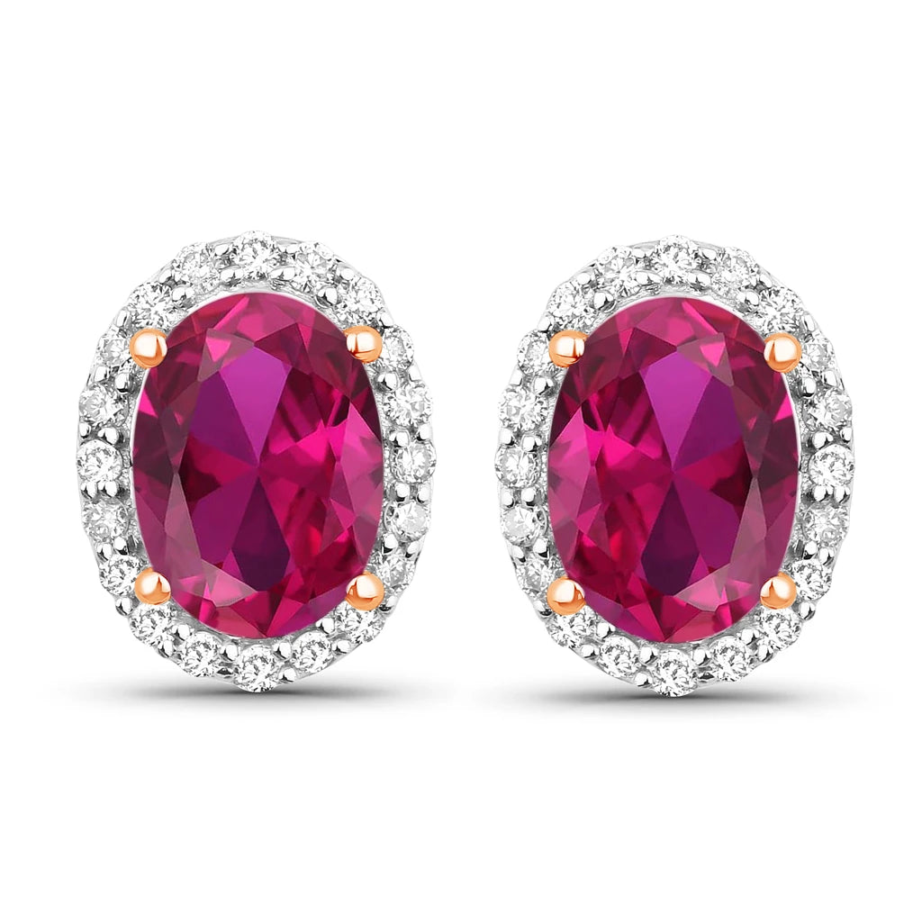 Minimal Oval Diamond Halo Stud Earrings
