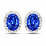 Minimal Oval Diamond Halo Stud Earrings