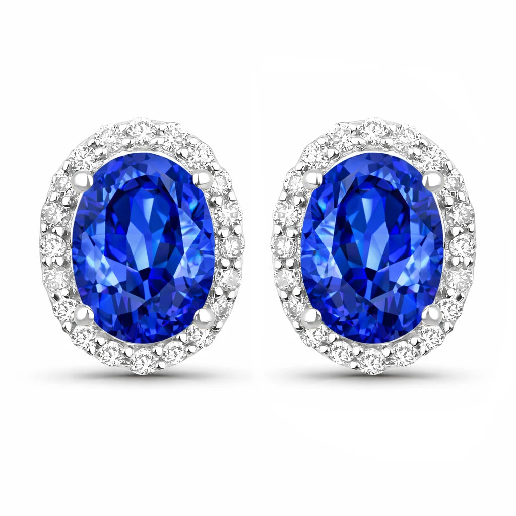 Minimal Oval Diamond Halo Stud Earrings