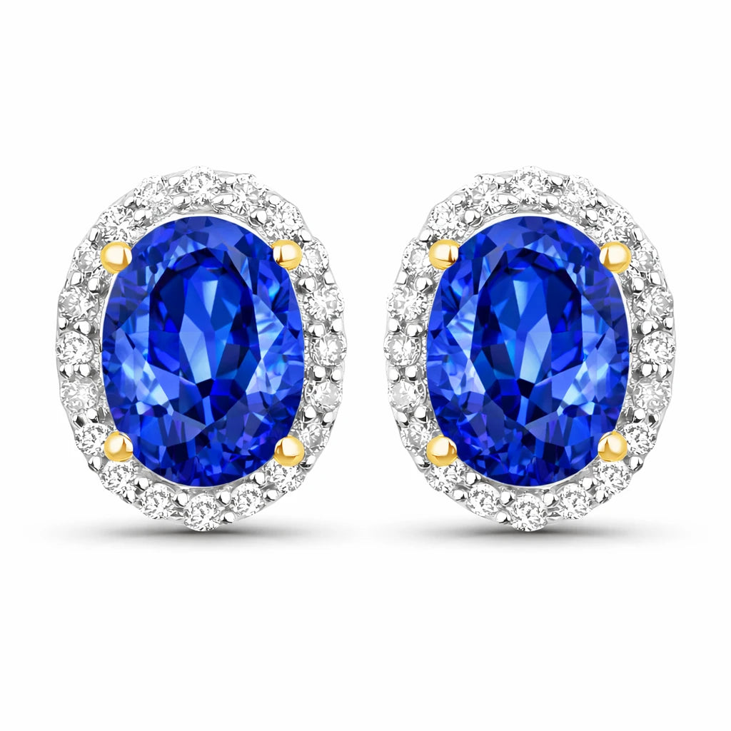 Minimal Oval Diamond Halo Stud Earrings