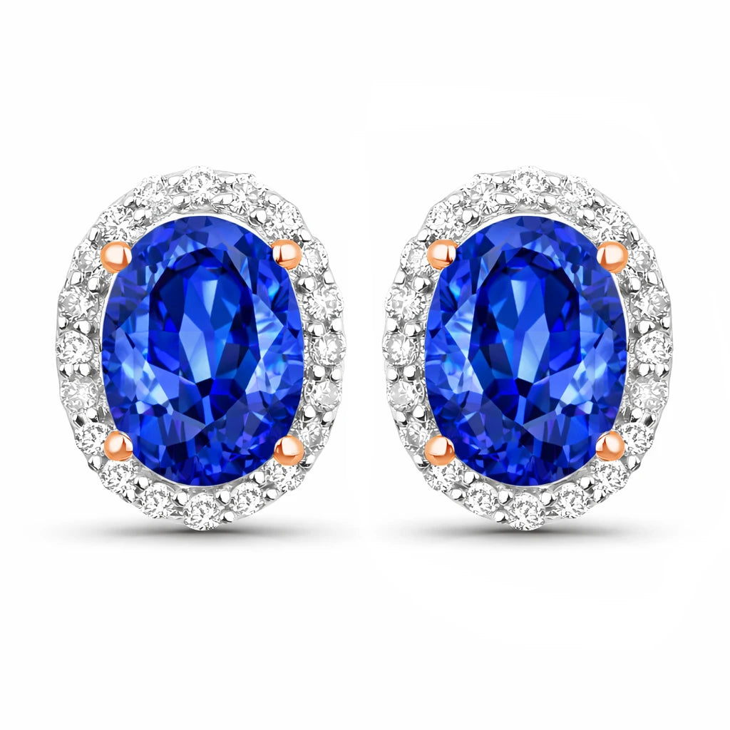 Minimal Oval Diamond Halo Stud Earrings
