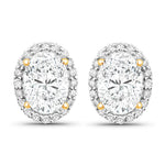 Minimal Oval Diamond Halo Stud Earrings