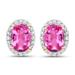 Minimal Oval Diamond Halo Stud Earrings