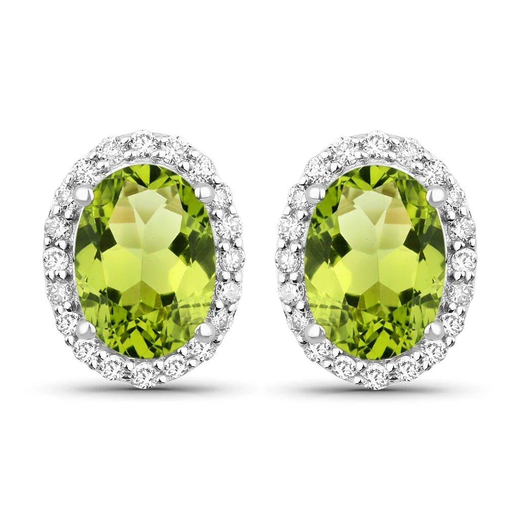 Minimal Oval Diamond Halo Stud Earrings