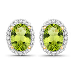 Minimal Oval Diamond Halo Stud Earrings