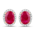 Minimal Oval Diamond Halo Stud Earrings