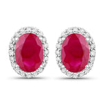 Minimal Oval Diamond Halo Stud Earrings