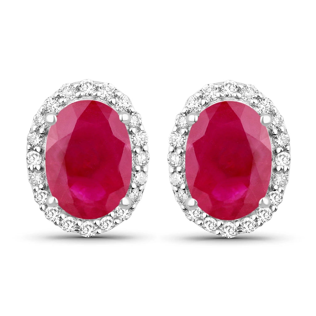 Minimal Oval Diamond Halo Stud Earrings