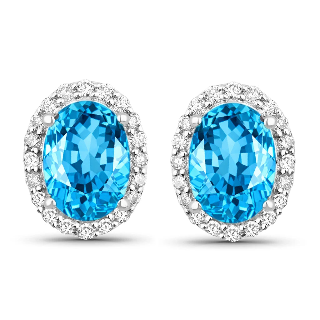 Minimal Oval Diamond Halo Stud Earrings
