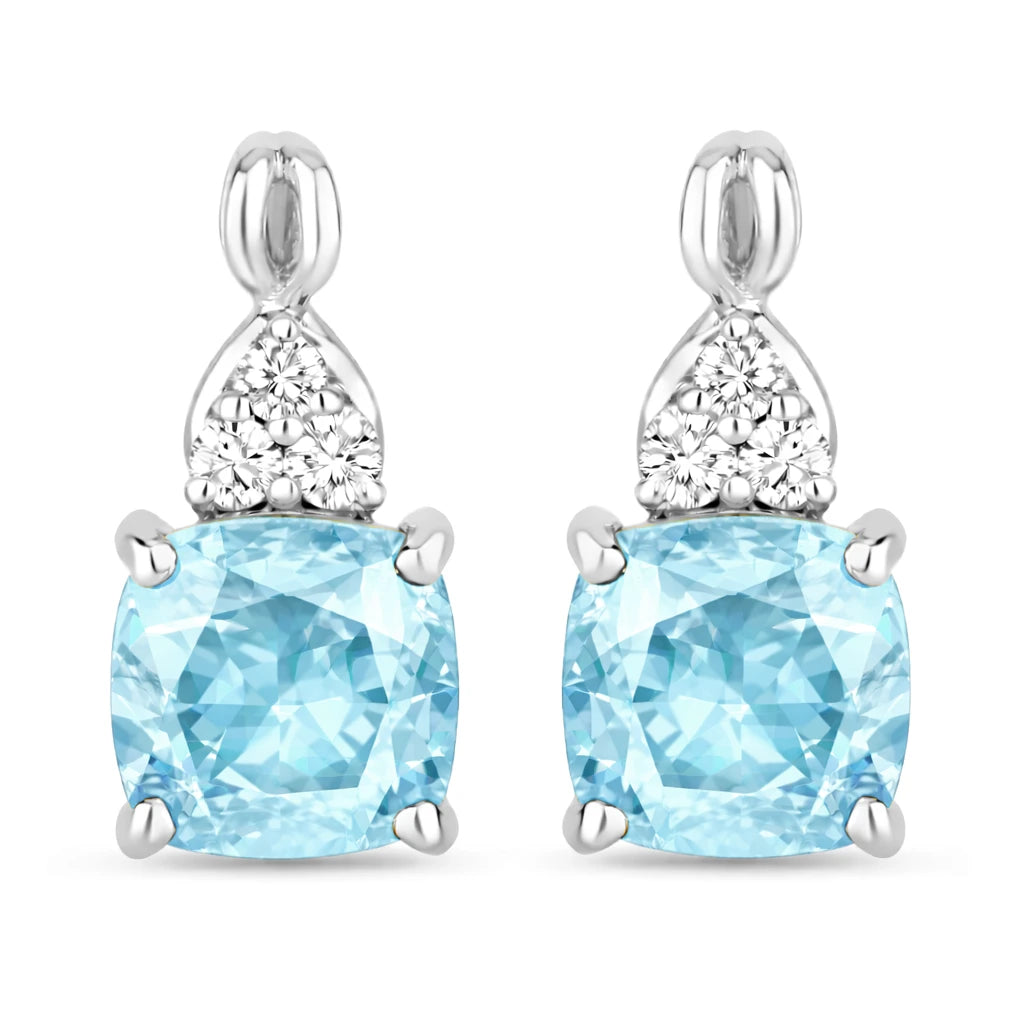 Cushion Diamond Accent Drop Earrings