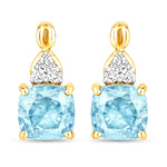 Cushion Diamond Accent Drop Earrings