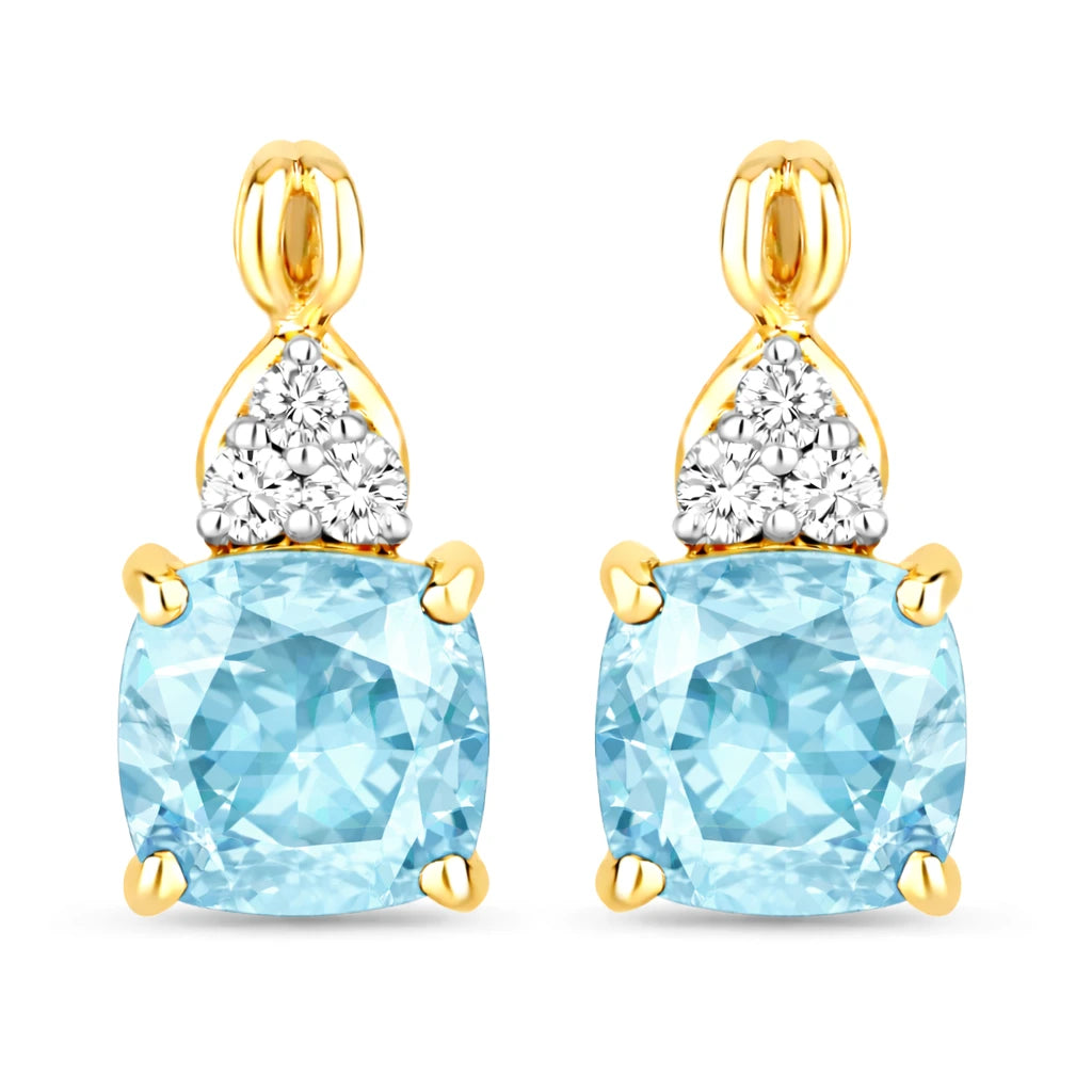 Cushion Diamond Accent Drop Earrings