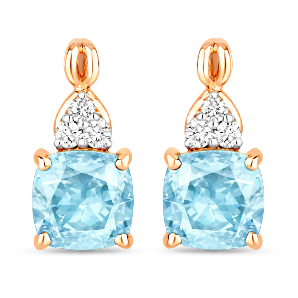 Cushion Diamond Accent Drop Earrings